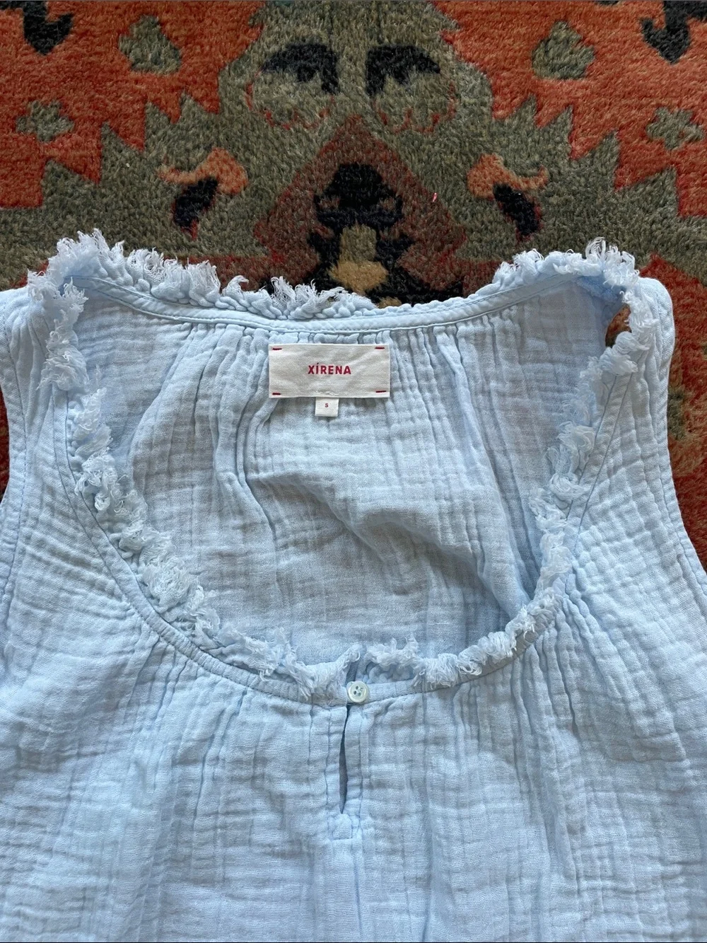 XIRENA Rosie Cotton Tank Top size Small Light Blue